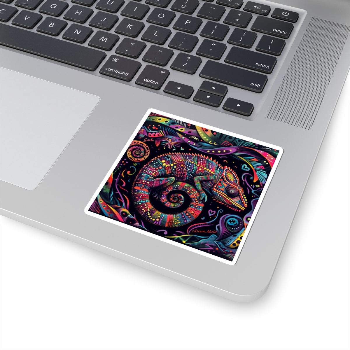Colorful Chameleon Kiss-Cut Sticker — Vibrant Psychedelic Animal Art