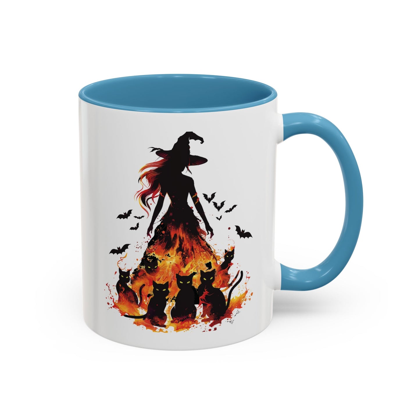 Witchy Charm Accent Coffee Mug - Perfect for Halloween and Cat Lovers