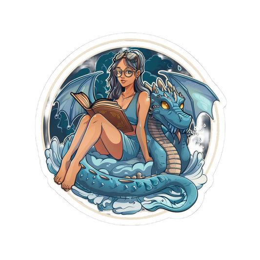 Enchanting Dragon and Reader Kiss-Cut Sticker
