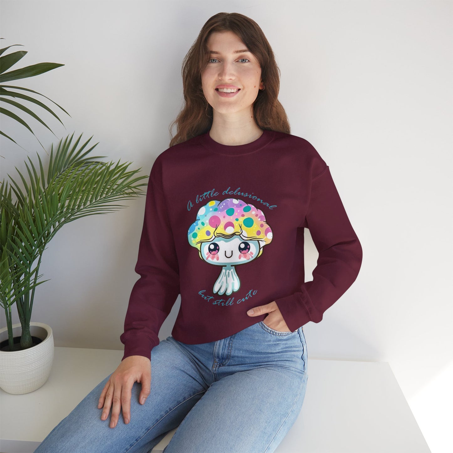 Little Delusional, Still Cute Kawaii Jellyfish Crewneck Sweatshirt