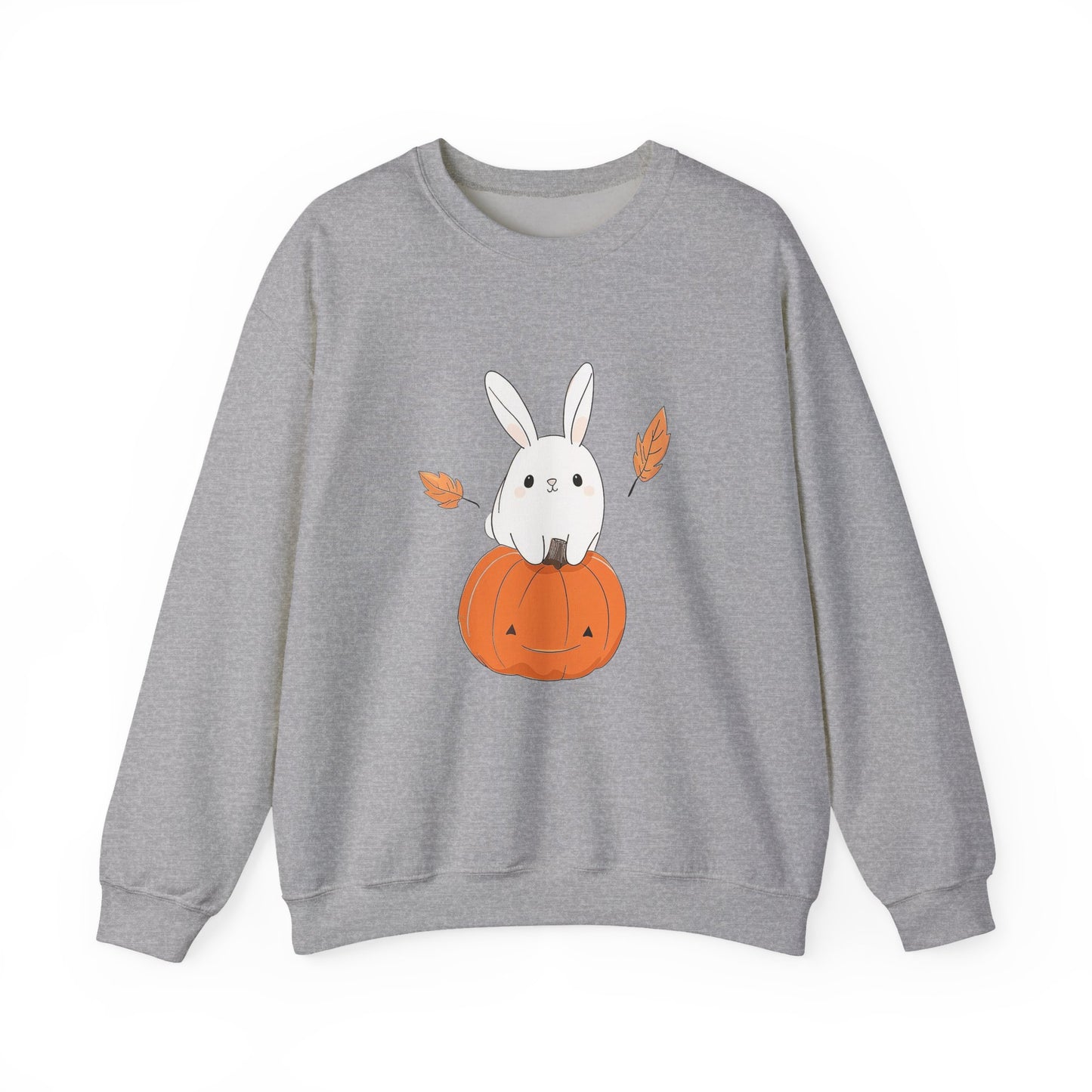Cute Bunny and Pumpkin Crewneck Sweatshirt - Fall Unisex Pullover