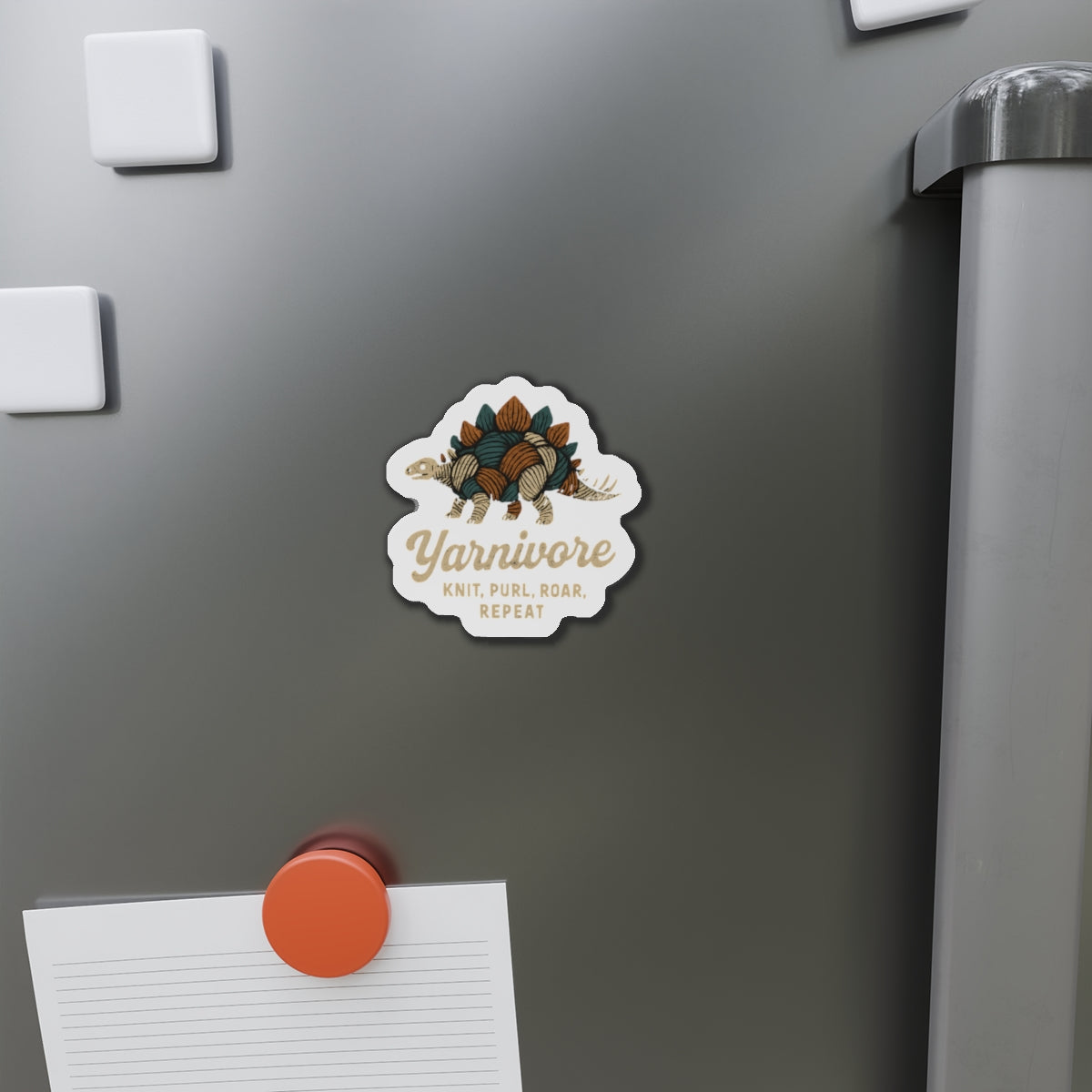 Yarnivore Knit, Purl, Roar Die-Cut Magnet
