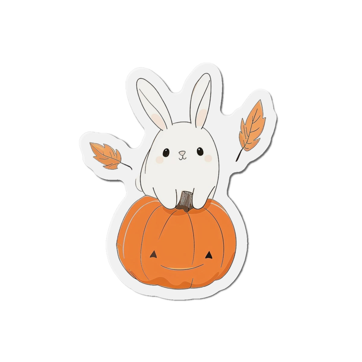 Cute Bunny and Pumpkin Die‑Cut Magnet — Autumn Halloween Kitchen Decor