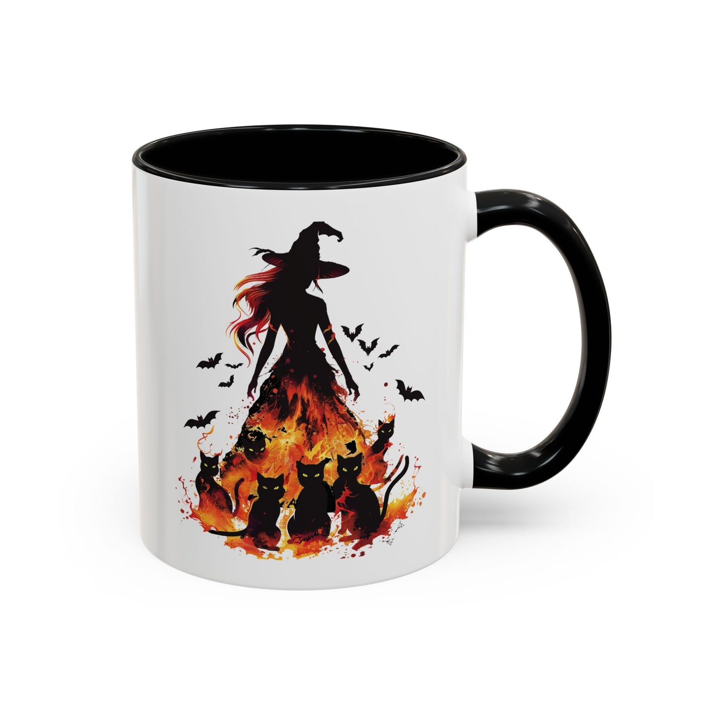 Witchy Charm Accent Coffee Mug - Perfect for Halloween and Cat Lovers