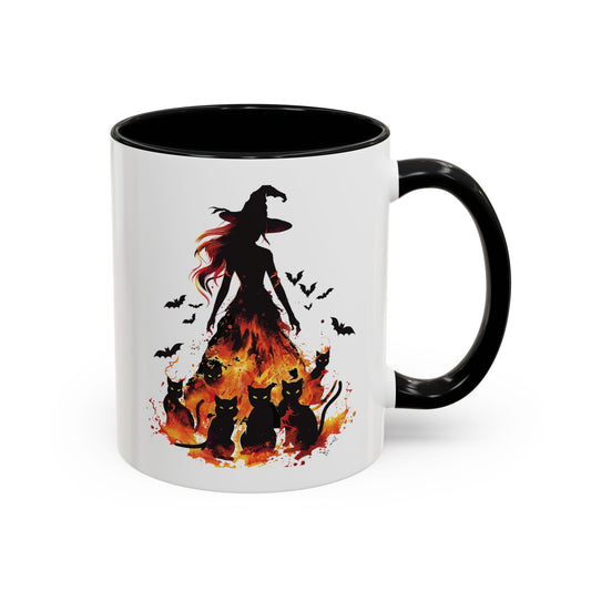 Witchy Charm Accent Coffee Mug - Perfect for Halloween and Cat Lovers