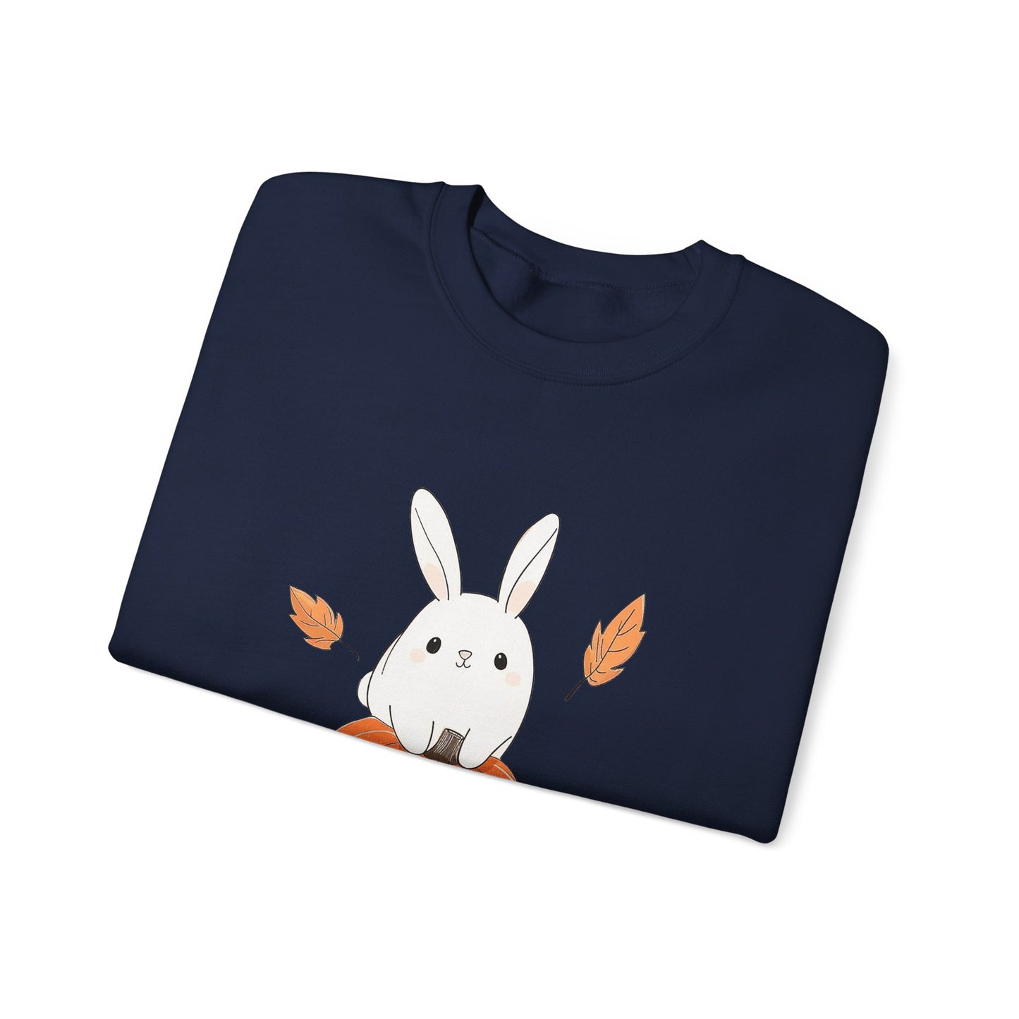 Cute Bunny and Pumpkin Crewneck Sweatshirt - Fall Unisex Pullover