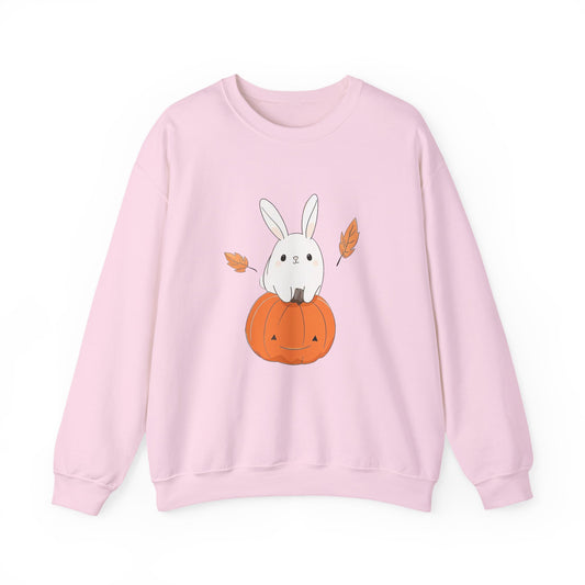 Cute Bunny and Pumpkin Crewneck Sweatshirt - Fall Unisex Pullover
