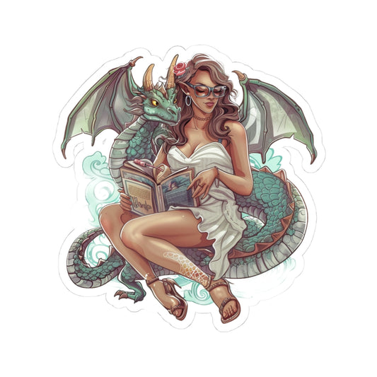Fantasy Dragon Reader Kiss-Cut Sticker