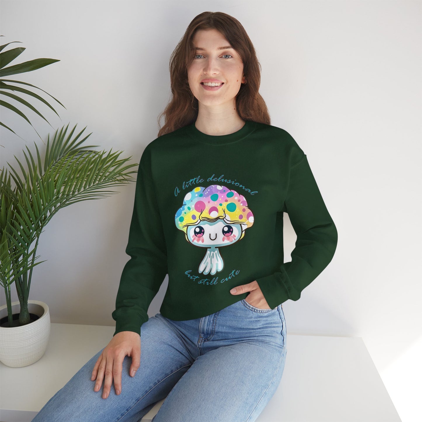 Little Delusional, Still Cute Kawaii Jellyfish Crewneck Sweatshirt