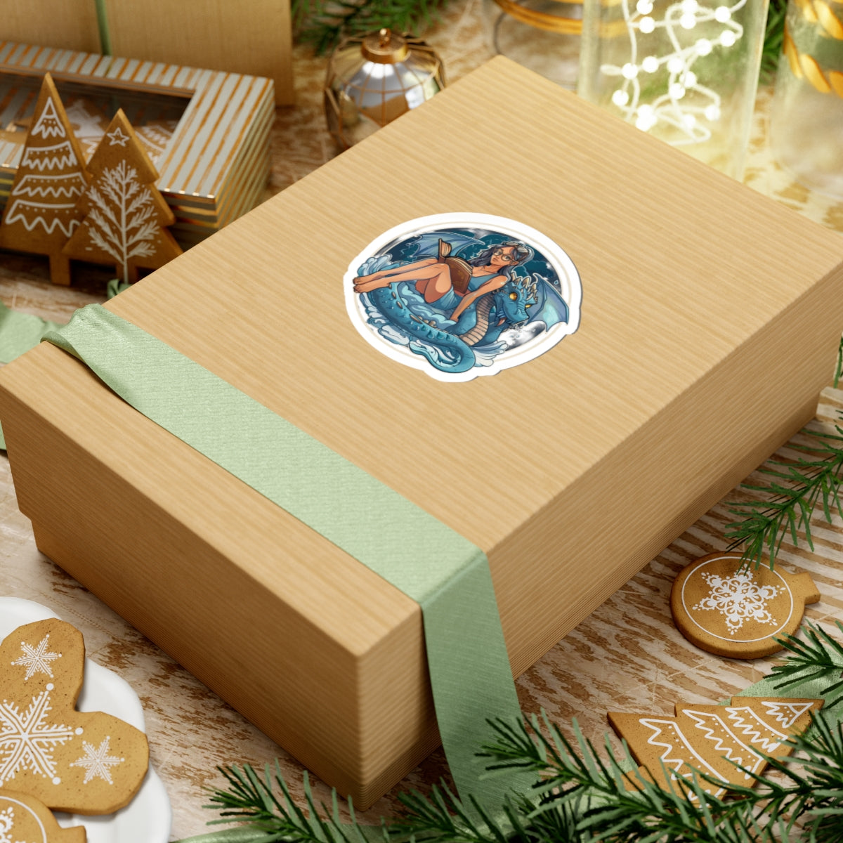 Enchanting Dragon and Reader Kiss-Cut Sticker