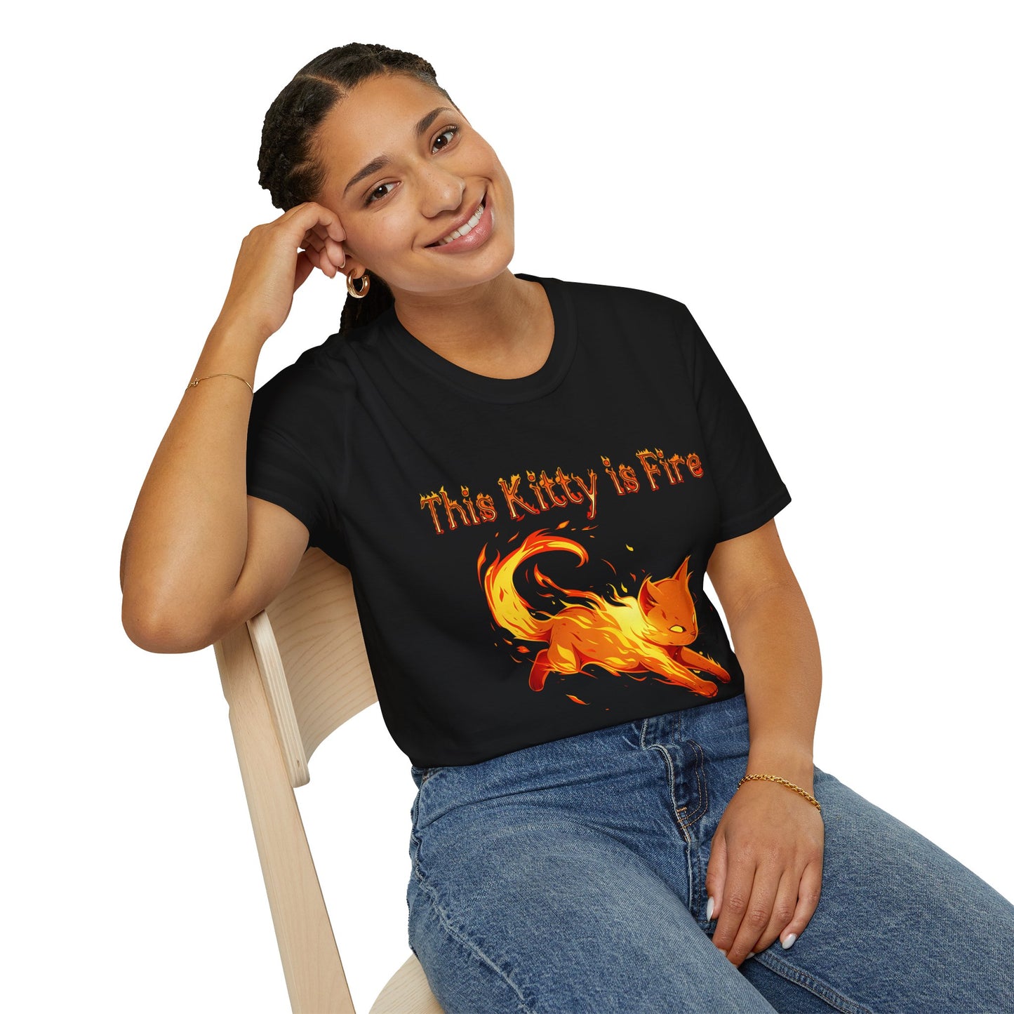 This Kitty is Fire Cat Lover's Unisex T-Shirt - 'This Kitty is Fire' Graphic Tee