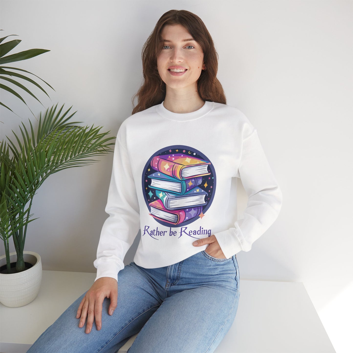 Rather be Reading Book Lovers Crewneck Sweatshirt