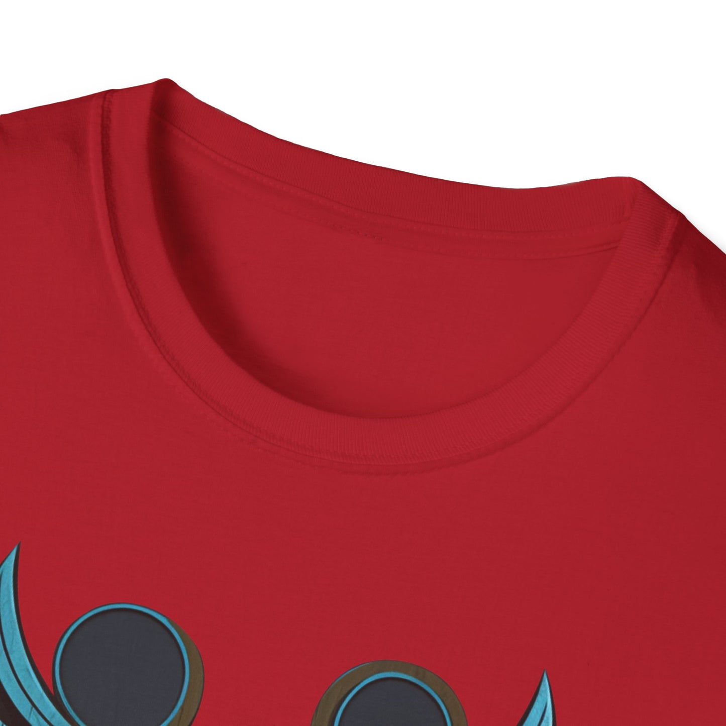 Stylized Blue and Gold Owl Design T-Shirt