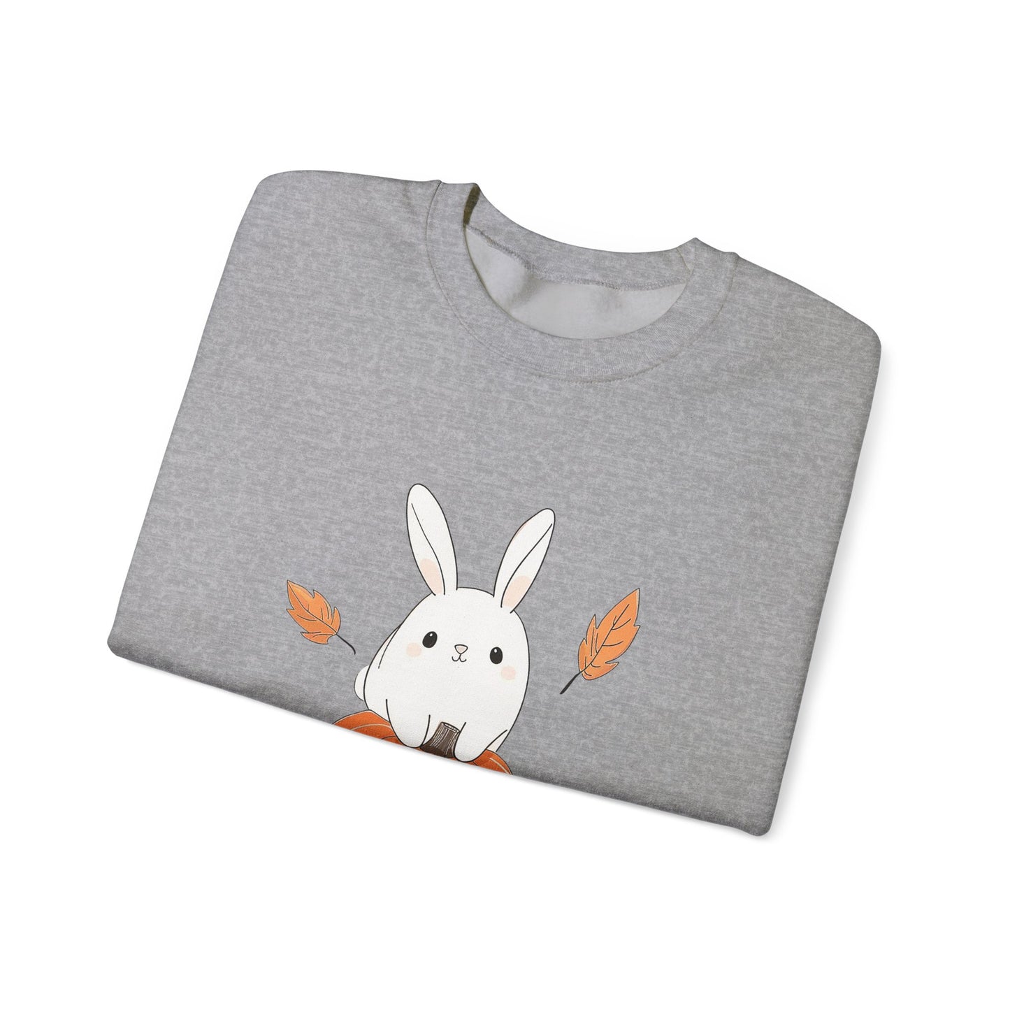 Cute Bunny and Pumpkin Crewneck Sweatshirt - Fall Unisex Pullover