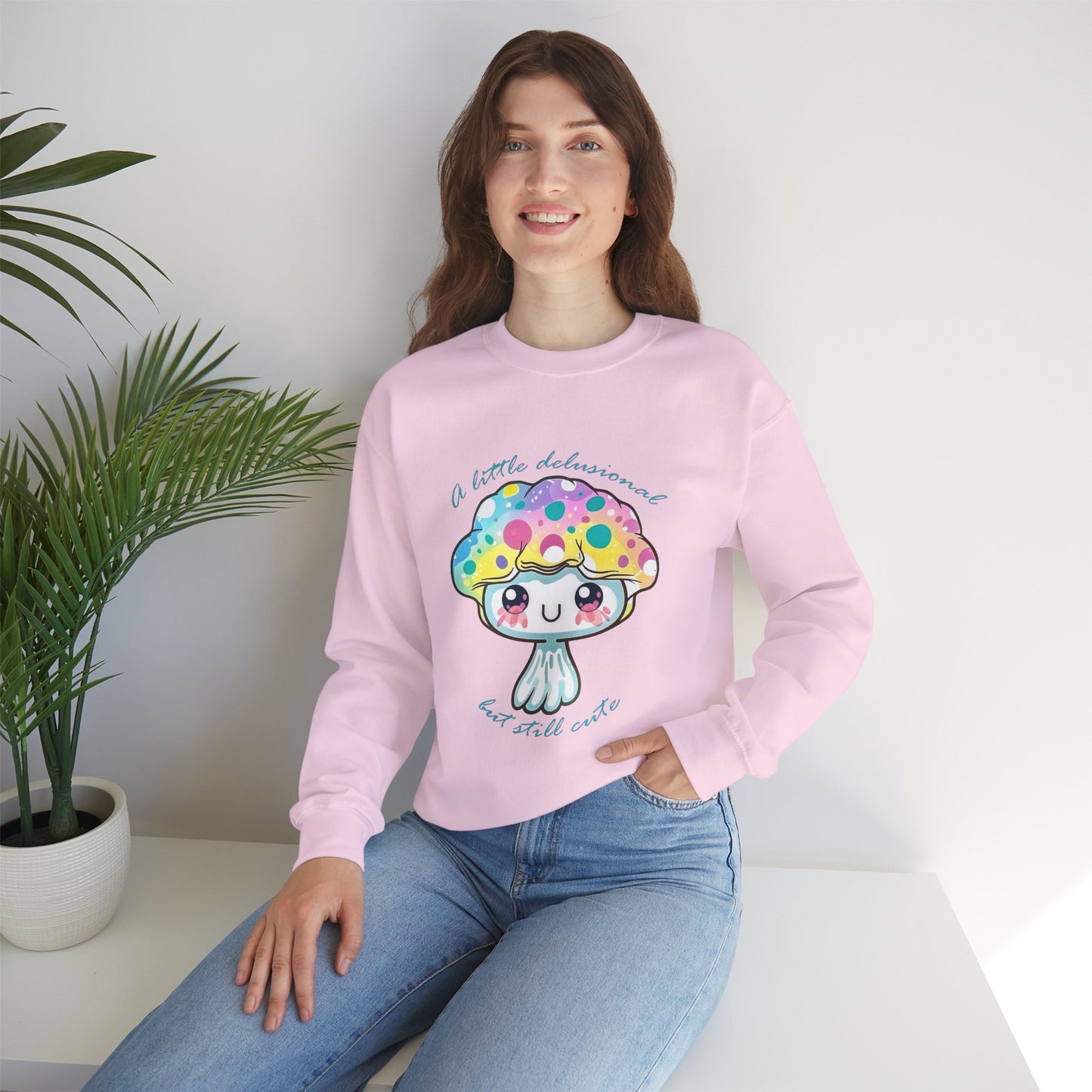 Little Delusional, Still Cute Kawaii Jellyfish Crewneck Sweatshirt