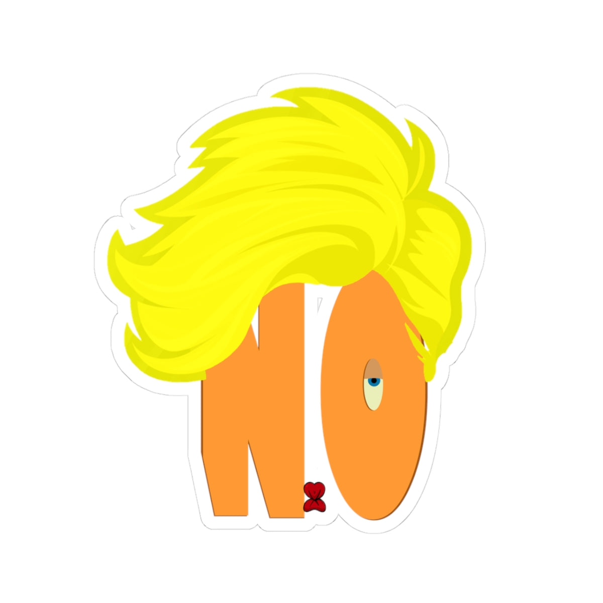 Political 'NO' Sticker — Satirical Blond Hair Design (Kiss-Cut Vinyl)