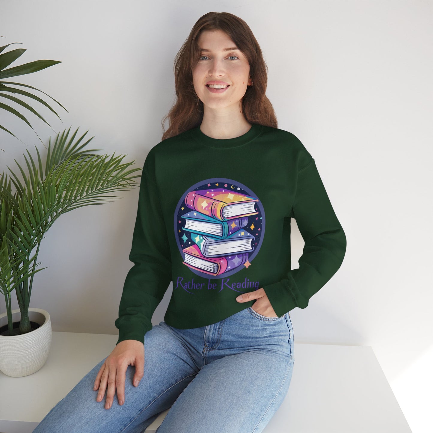 Rather be Reading Book Lovers Crewneck Sweatshirt
