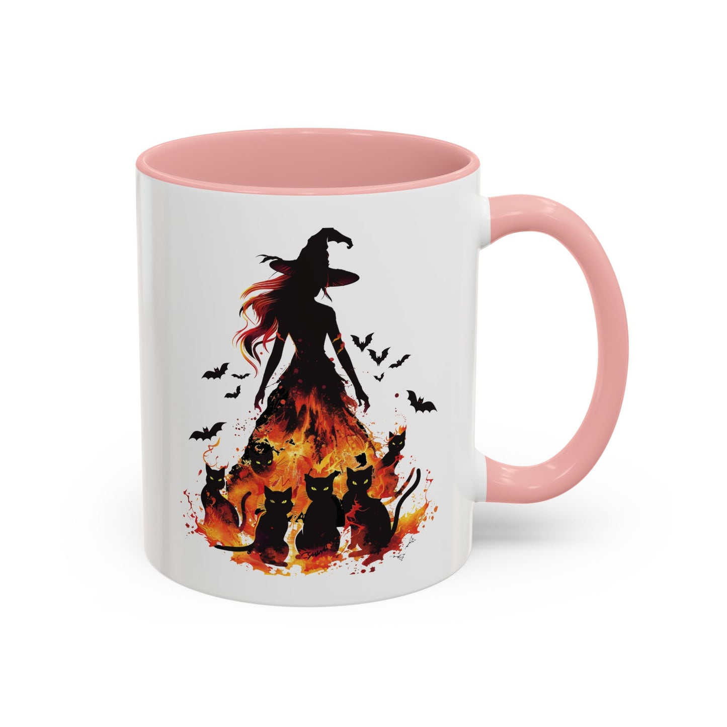 Witchy Charm Accent Coffee Mug - Perfect for Halloween and Cat Lovers