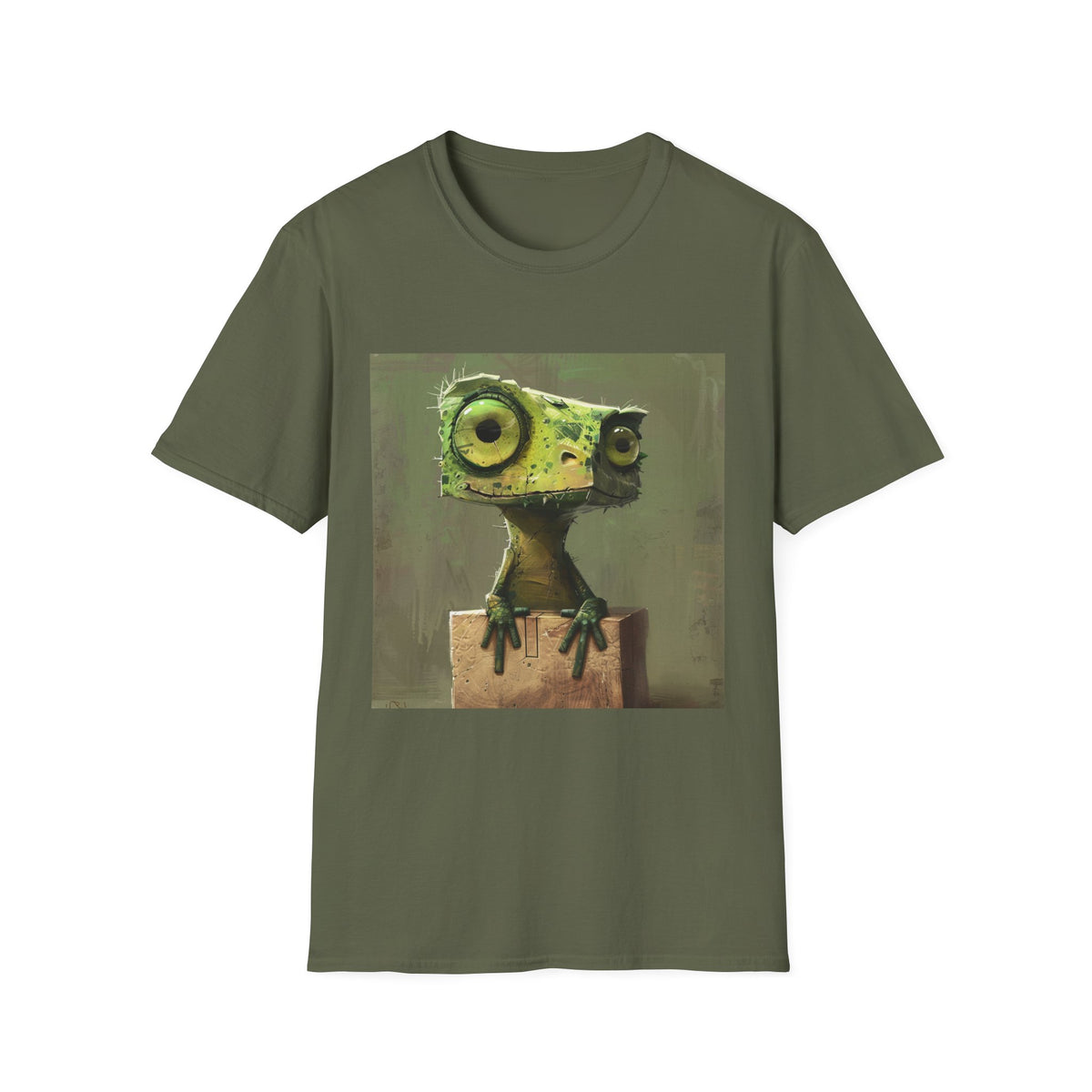 Cute Green Lizard Art T-Shirt — Whimsical Lizard Illustration Tee