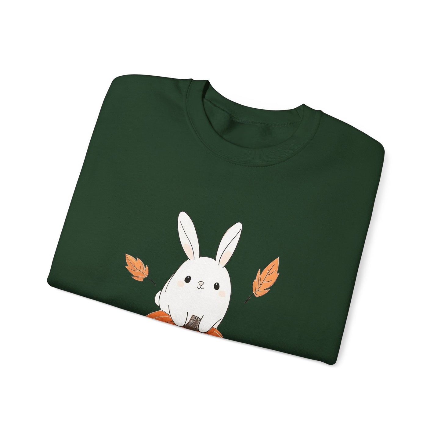 Cute Bunny and Pumpkin Crewneck Sweatshirt - Fall Unisex Pullover