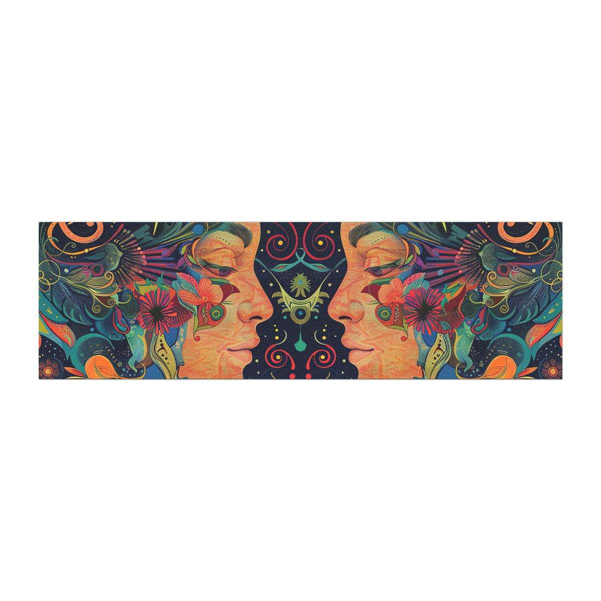 Psychedelic Floral Faces Car Magnet — Vibrant Boho Mirror-Image Bumper Sticker