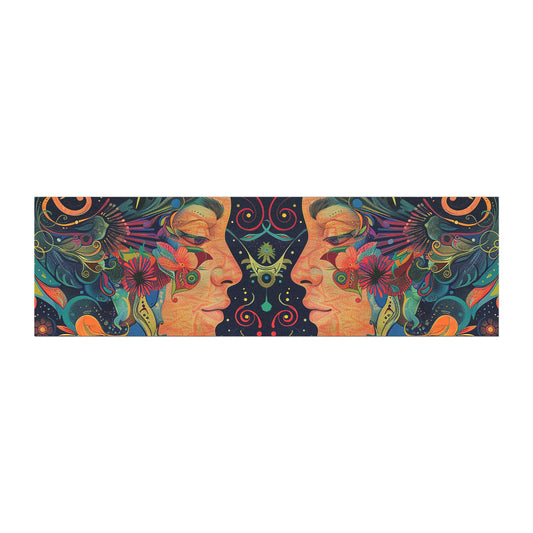 Psychedelic Floral Faces Car Magnet — Vibrant Boho Mirror-Image Bumper Sticker