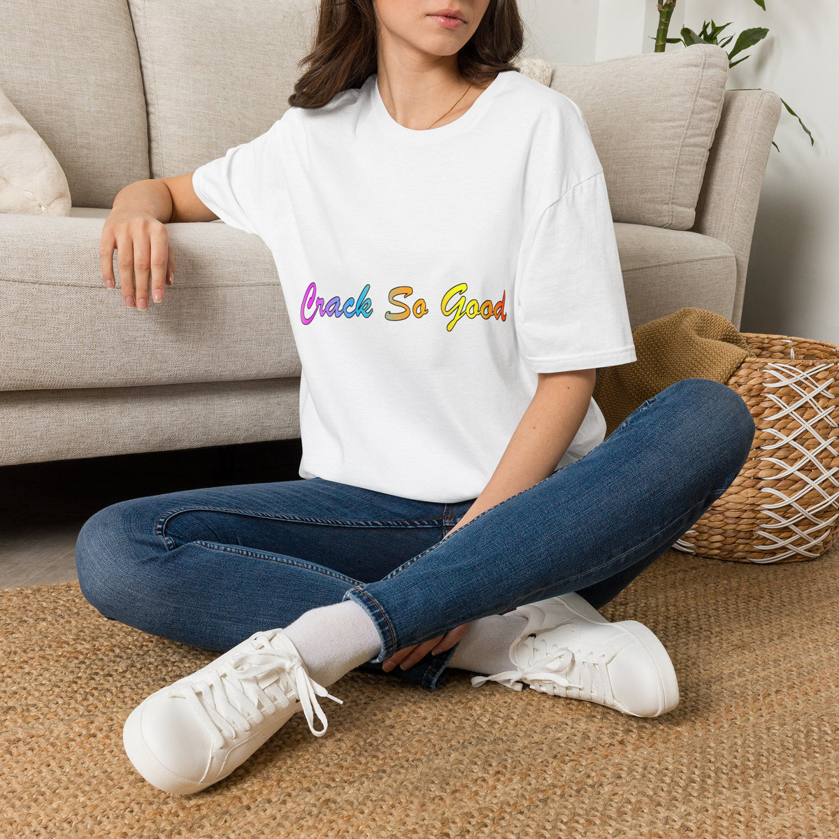 T-Shirt — "Crack So Good" Rainbow Script Tee —