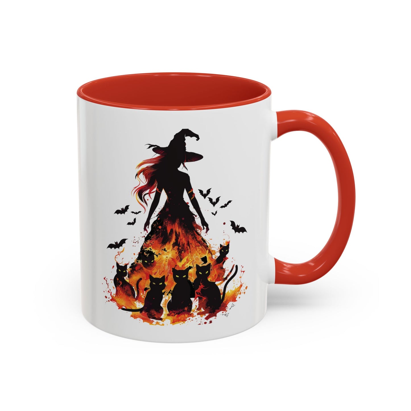 Witchy Charm Accent Coffee Mug - Perfect for Halloween and Cat Lovers